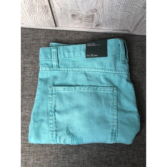 wild fable Pants - Women's Wild Fable Turquoise Distressed Jean Cheeky Shorts Size 14 NWT. C15